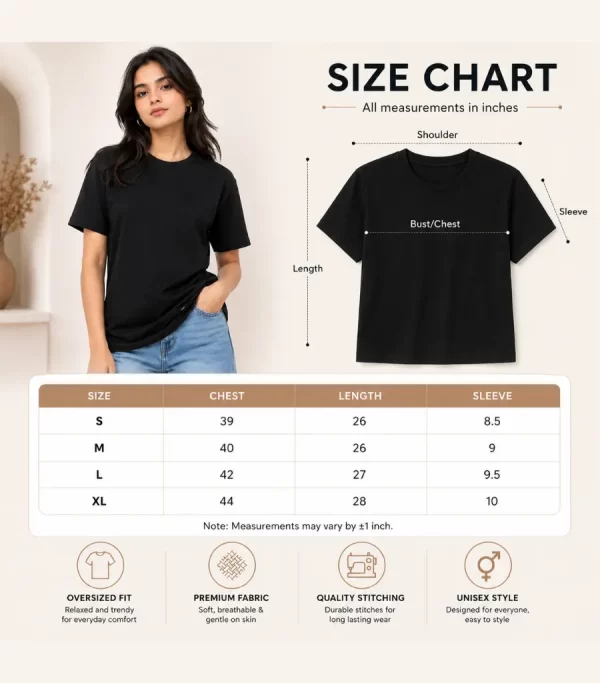 Woman wearing classic black cotton t-shirt with blue denim jeans, casual everyday outfit