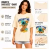 Woman wearing cream oversized t-shirt with Creative Smile teddy bear streetwear graphic print