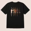 Graphic print design on black oversized women's T-shirt