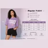 Lavender Moon Child graphic print t-shirt styled with black denim shorts and black and white sneakers, aesthetic flat lay outfit