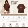 Woman wearing oversized brown cotton t-shirt with white shorts and sneakers, casual streetwear outfit