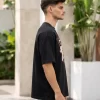 men's black oversized graphic t-shirt front view