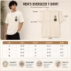 Men's off white oversized Japanese graphic T-shirt with mountain sunset back print