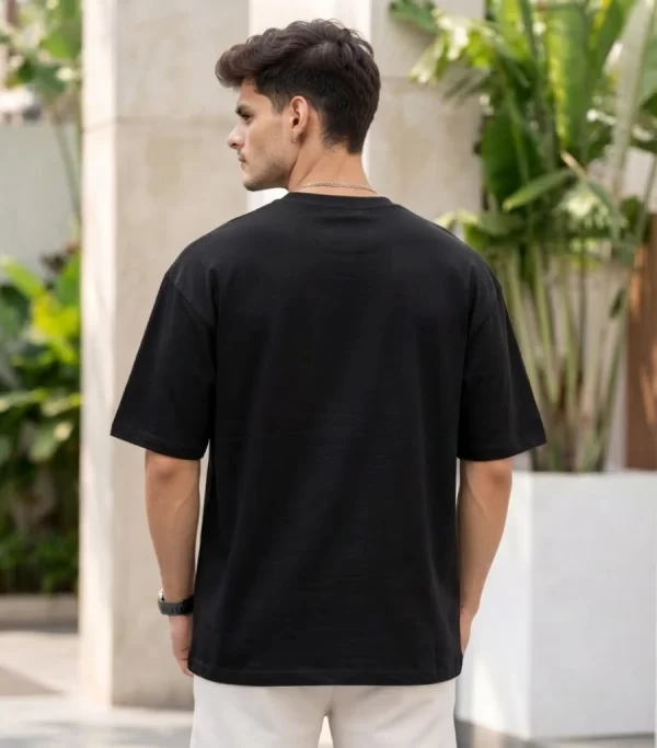 men's black oversized t-shirt back view