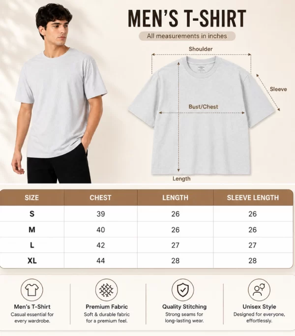 Grey melange t-shirt men's casual look on plain white background