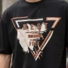 NK Vastra Galaxy men's black oversized graphic t-shirt front and back view