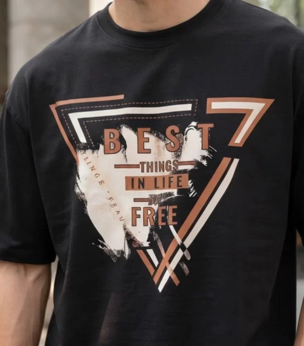 NK Vastra Galaxy men's black oversized graphic t-shirt front and back view