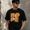 men's black oversized HOPE graphic t-shirt front view