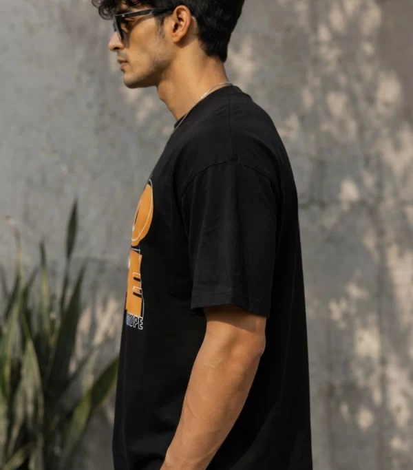 NK Vastra Galaxy men's black oversized HOPE graphic t-shirt front and back view