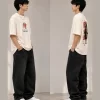 Men's off white oversized Samurai graphic T-shirt with front and back Japanese-inspired prints