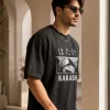 men's black Kakashi anime oversized t-shirt front and back