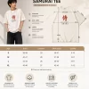 Men's off white oversized Samurai graphic T-shirt with front and back Japanese-inspired prints