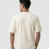 Men's off white oversized graphic printed T-shirt with abstract face design