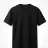 Black regular fit t-shirt men's casual look with geometric star backdrop