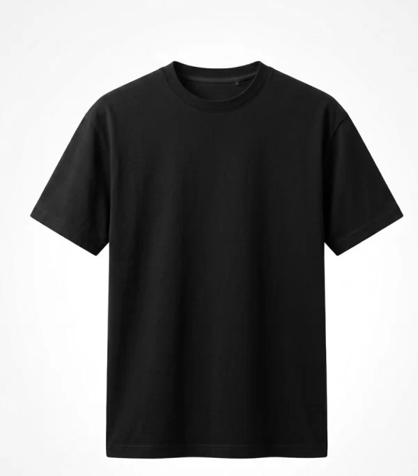 Black regular fit t-shirt men's casual look with geometric star backdrop
