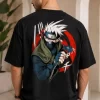 men's black Kakashi anime t-shirt back print