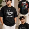 men's black Kakashi graphic oversized t-shirt front view