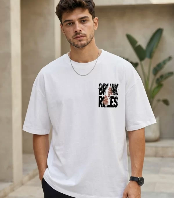 Men's white oversized graphic t-shirt front view