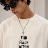 men's cream oversized Find Peace Within t-shirt front view