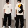 men's cream oversized sunset graphic t-shirt back print