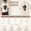 Men's off white oversized graphic printed T-shirt with abstract face design