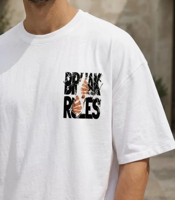 Men's white oversized graphic t-shirt front view