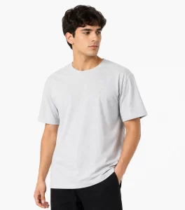 Grey melange t-shirt men's casual look on plain white background