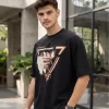 men's black oversized graphic t-shirt front view