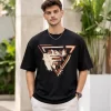 men's black oversized graphic t-shirt front view